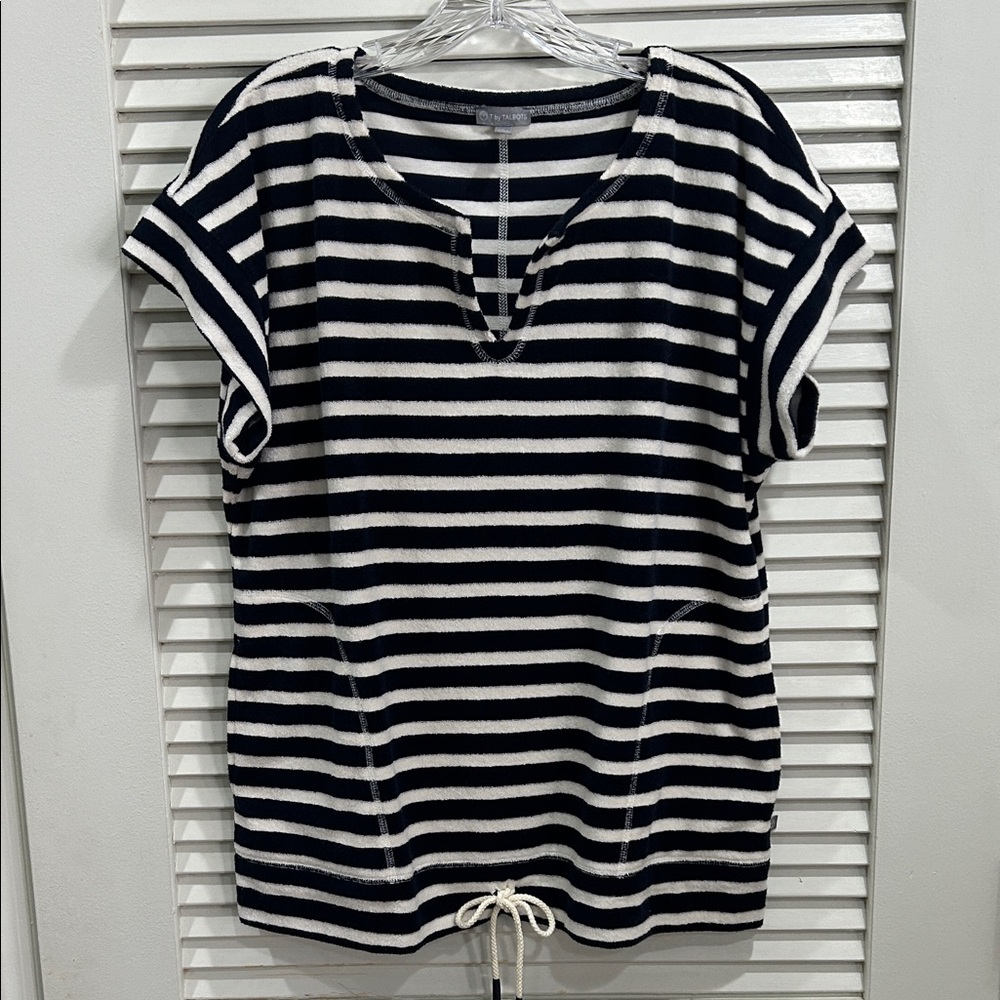 T by Talbots Striped Terry Pullover Top
